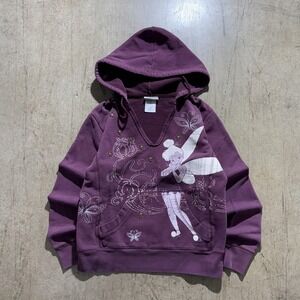 Disney Hoodie Sweatshirt Womens Medium Purple Tinker Bell Pullover Graphic